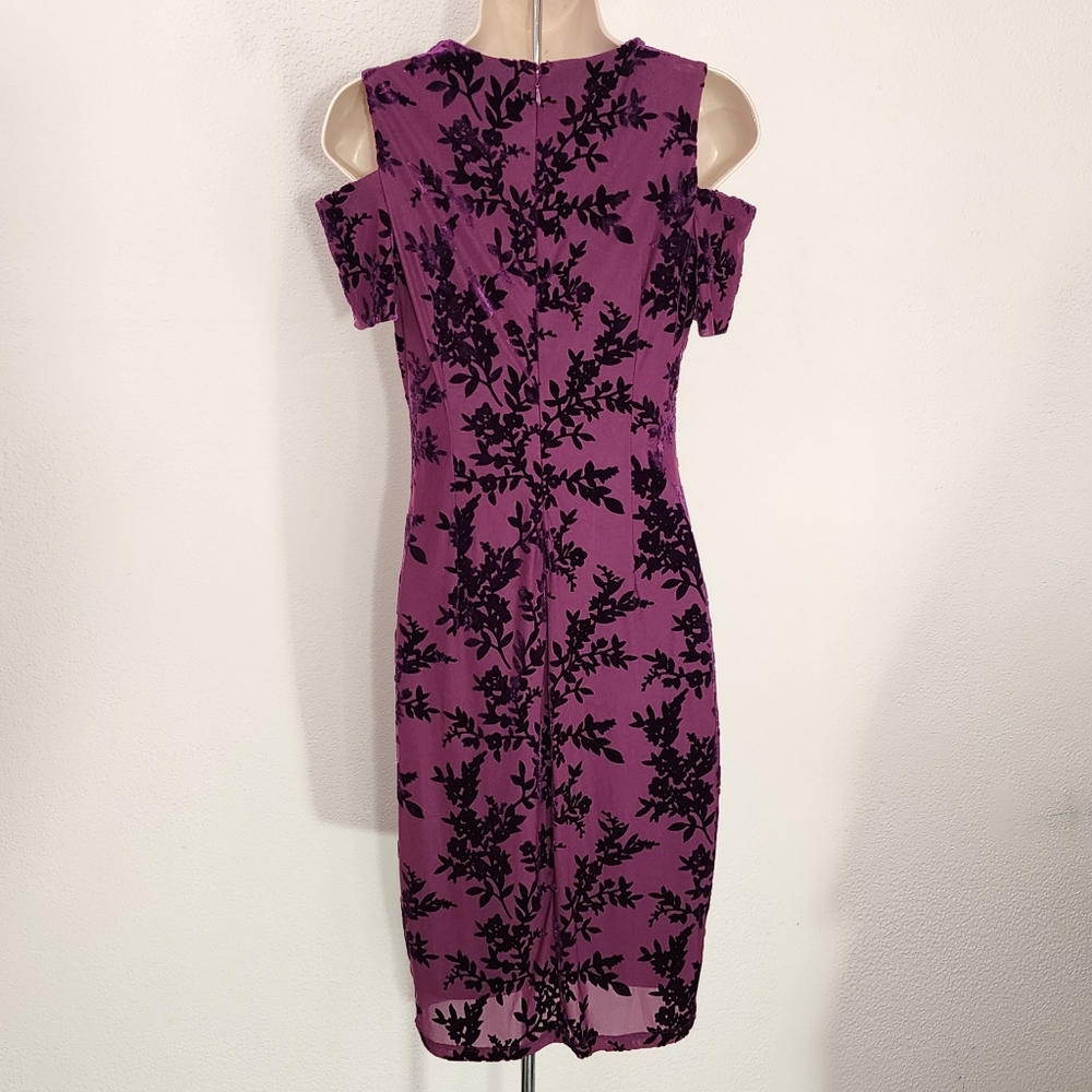 Calvin Klein Dress Velvet Burnout Sheath Purple Size 4 - Picture 12 of 13